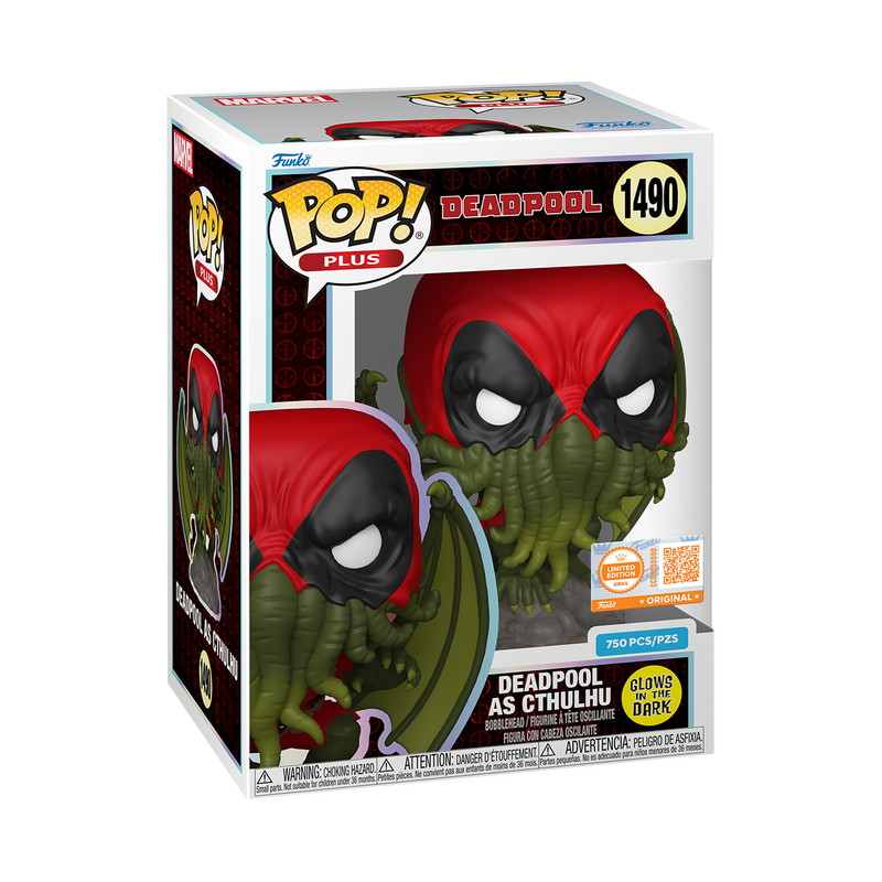 Pop! Plus Deadpool as Cthulhu (Glow) with Pop! Protector, , hi-res view 2